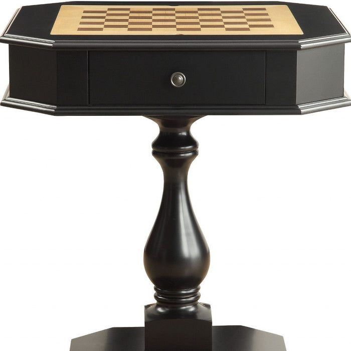 Octagon Pedestal Console Table And Drawers - Black