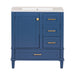 Modern Giga bathroom vanity with sink, solid wood frame, soft-closing door, and three drawers, ideal for stylish bathroom storage.