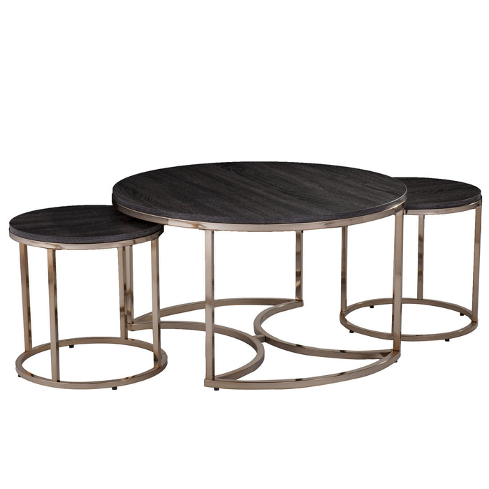 Manufactured Wood And Metal With Iron Round Coffee Table - Champagne