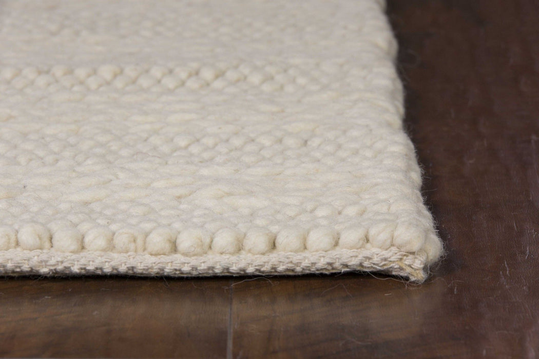 5' x 7' Hand Woven Knobby Cornish Stripe Indoor Area Rug - White Ivory