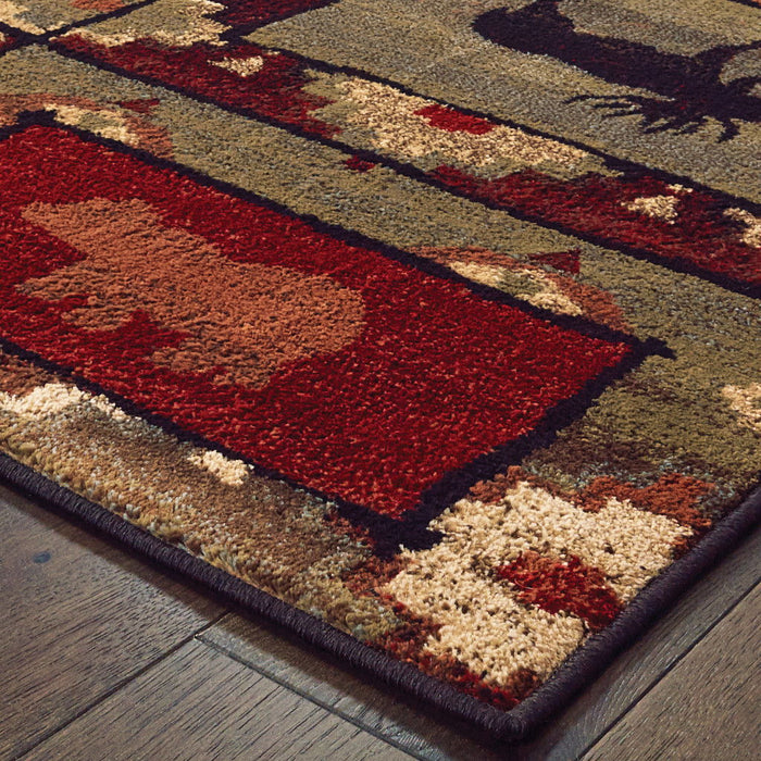 10' x 13' Southwestern Power Loom Stain Resistant Area Rug - Brown Rust Berry Sage Green Gold And Ivory