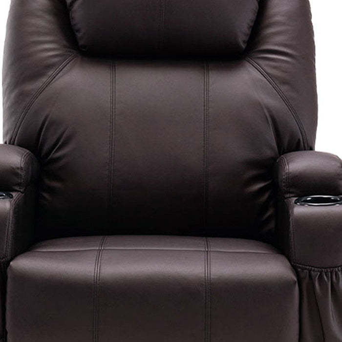 Faux Leather Power Heated Massage Lift AssiStand Recliner - Brown