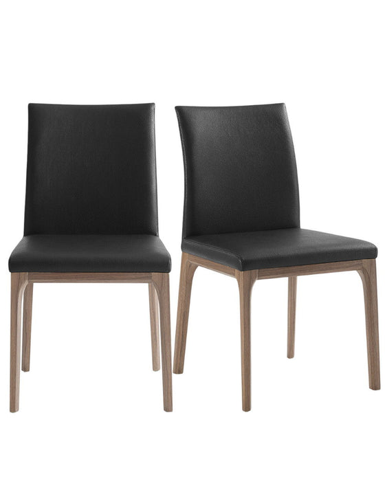 Upholstered Faux Leather Dining Room Side Chairs (Set of 2) - Brown / Black