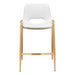 Set of two 26-inch white faux leather and steel low back counter height bar chairs with gold accents by HomeRoots.