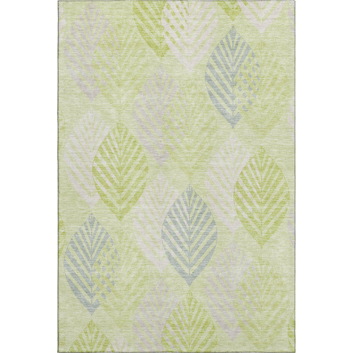 10' X 14' Transitional Floral Washable Area Rug With UV Protection - Artichoke Green