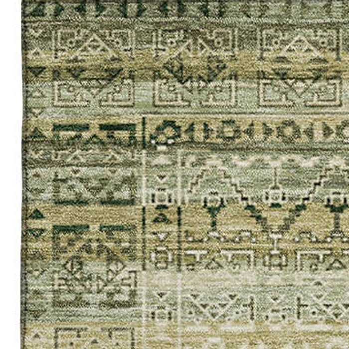 10' X 14' Striped Washable Area Rug With UV Protection (717833) - Green / Charcoal