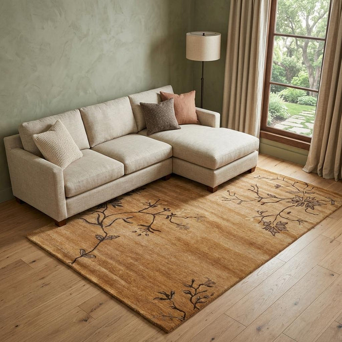 9' X 12' Wool Floral Hand Knotted Area Rug (744353) - Brown / Orange