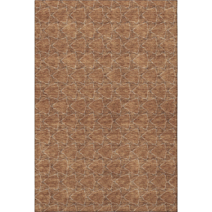 10' X 14' Geometric Washable Area Rug With UV Protection (676068) - Rust / Ivory