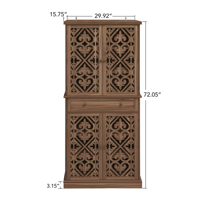 Giga 4-door accent cabinet with one drawer and four adjustable shelves, featuring a modern wood finish and versatile storage space.