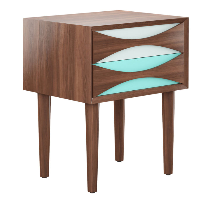 20" Two Drawer Nightstand - Wood Brown