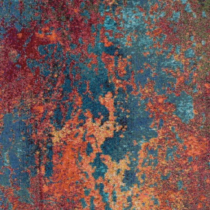 8' X 11' Abstract Power Loom Area Rug - Blue And Orange