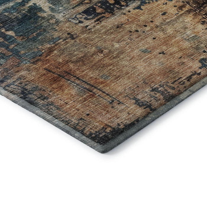 10' X 14' Abstract Washable Area Rug With UV Protection (688364) - Teal / Beige / Gray