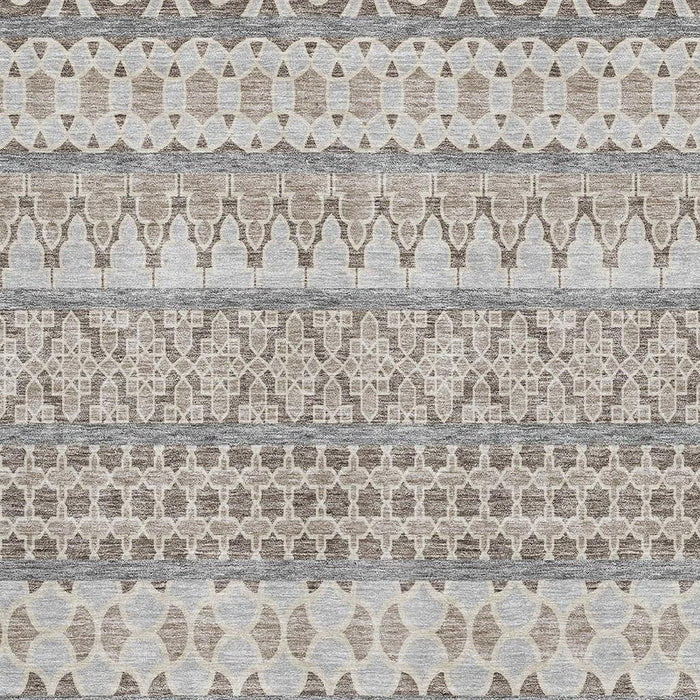 8' X 10' Ikat Washable Area Rug With UV Protection - Taupe