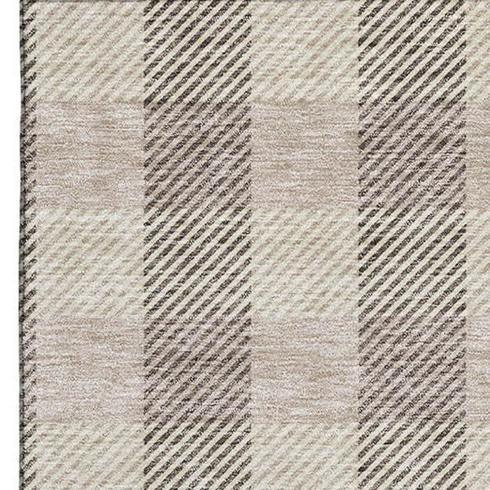 10' X 14' Plaid Washable Area Rug With UV Protection (673441) - Beige / Ivory