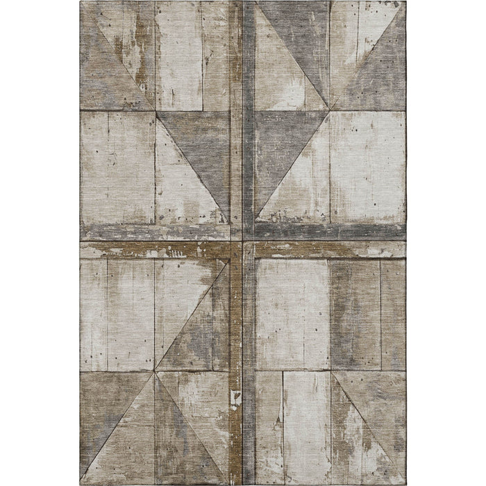 10' X 14' Geometric Washable Area Rug With UV Protection (706493) - Beige / Gray