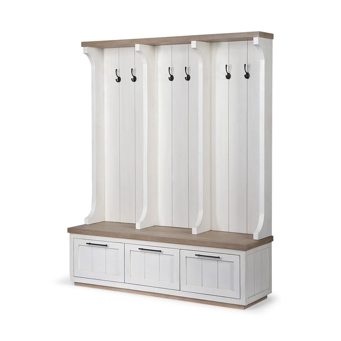 Solid Wood Six Hook Freestanding Coat Rack - White