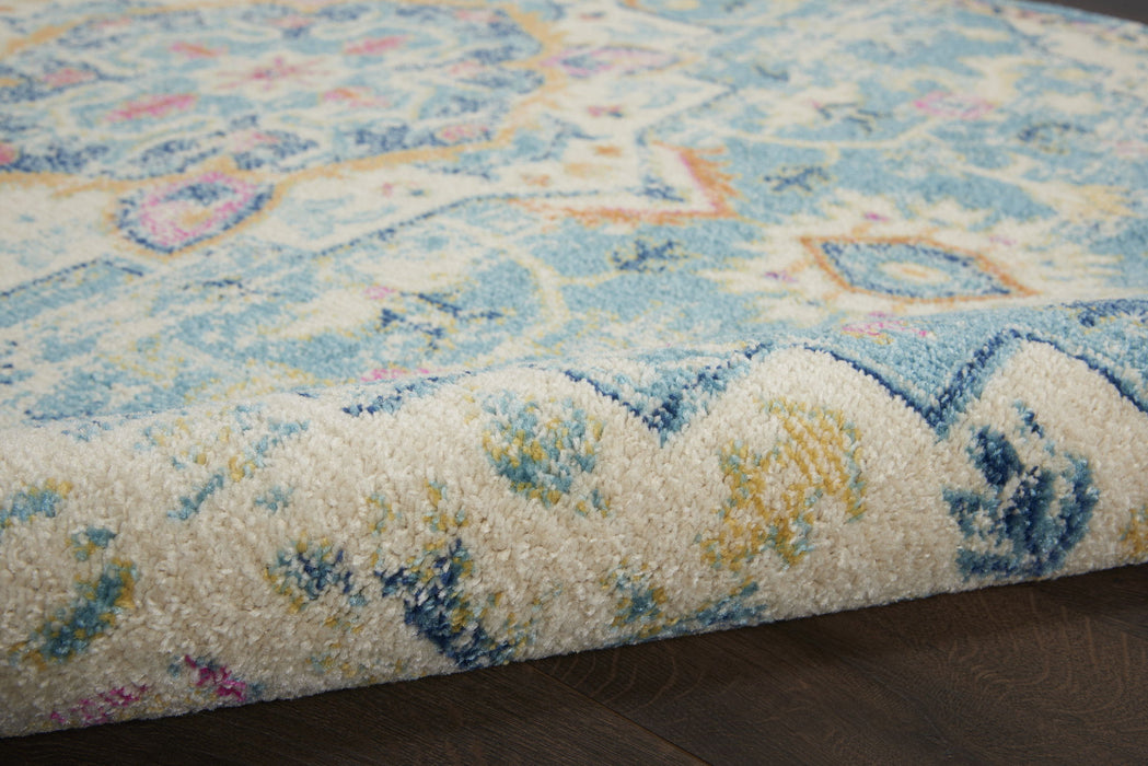 9' x 12' Floral Power Loom Polypropylene Area Rug - Ivory