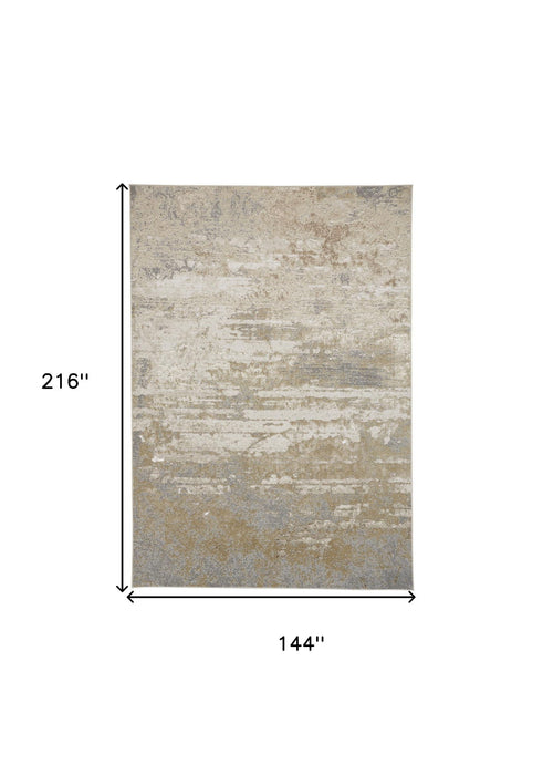 12' x 18' Abstract Area Rug - Ivory Gold And Gray