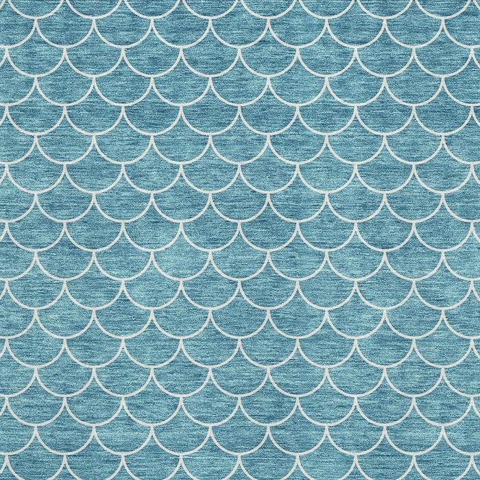 10' X 14' Geometric Washable Area Rug With UV Protection (674197) - Teal / Ivory