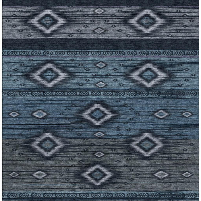 10' X 14' Tribal Washable Area Rug With UV Protection (708928) - Teal / Gray