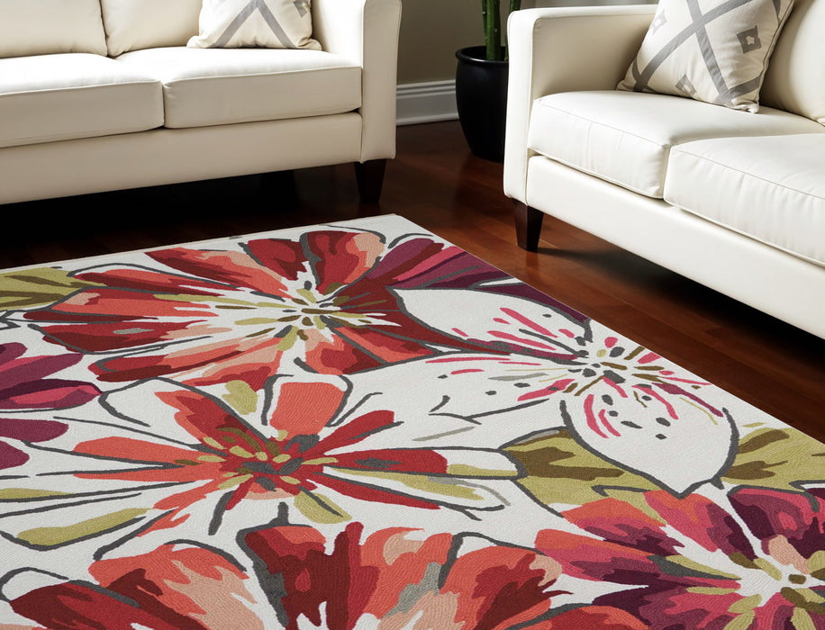 8' X 11' Floral Hand Carved Handmade Area Rug - Ivory