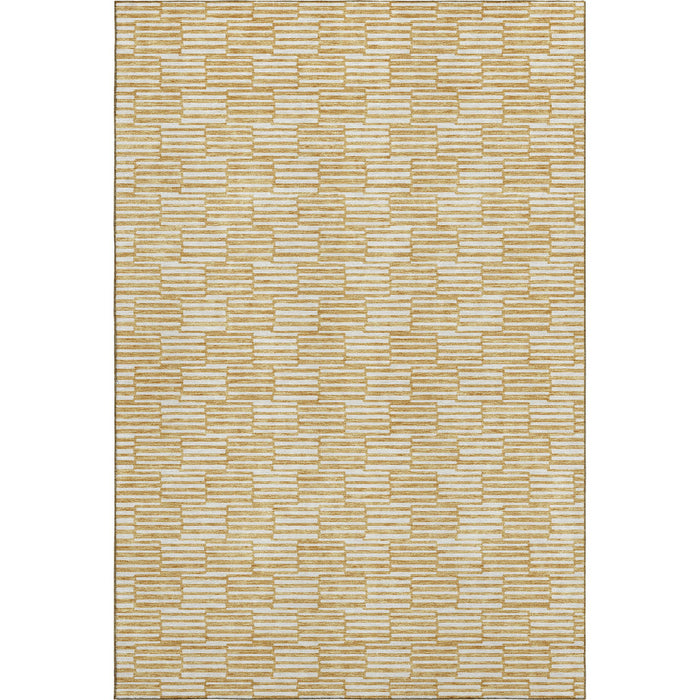 10' X 14' Abstract Geometric Washable Area Rug With UV Protection (672971) - Gold / Ivory