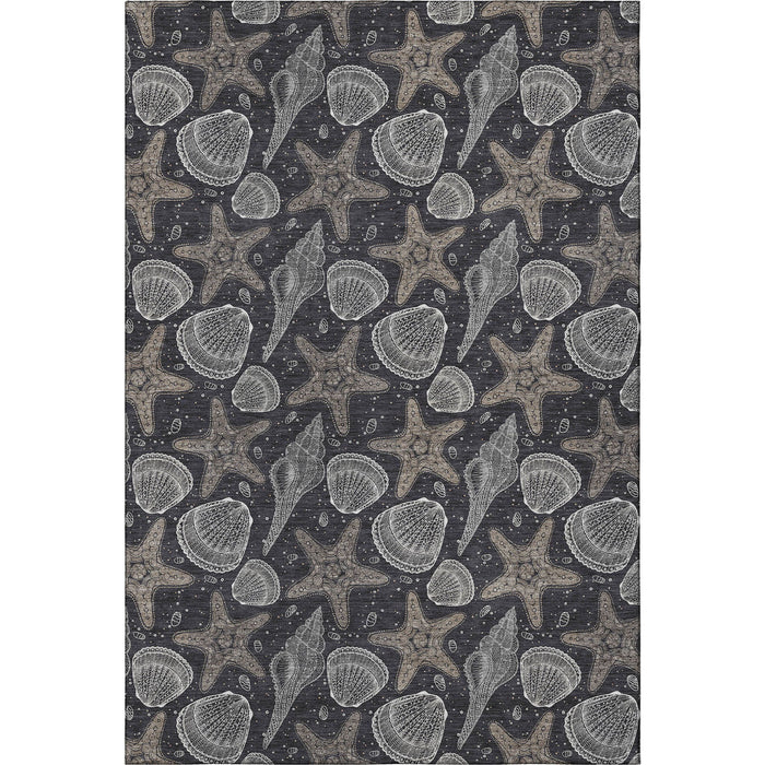 9' X 12' Geometric Washable Area Rug With UV Protection (645785) - Midnight / Taupe