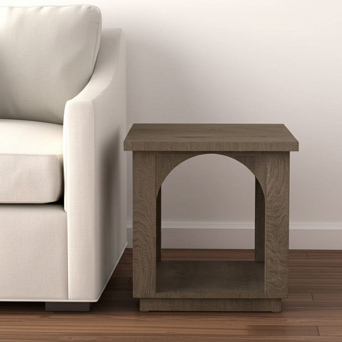 24" Distressed Solid Wood Square Floor Shelf End Table - Brown