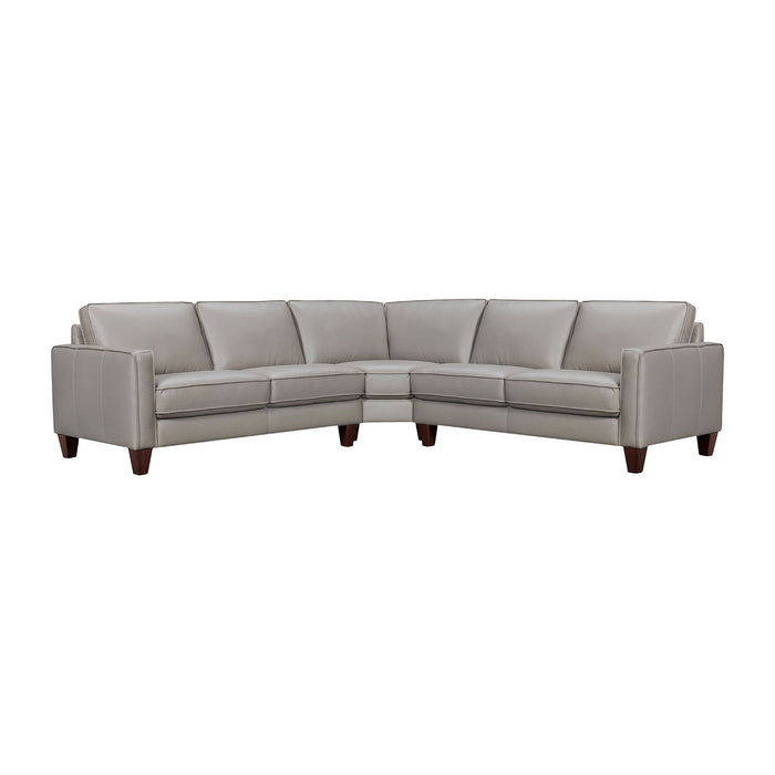 Leather L Shaped Three Piece Corner Sectional - Gray