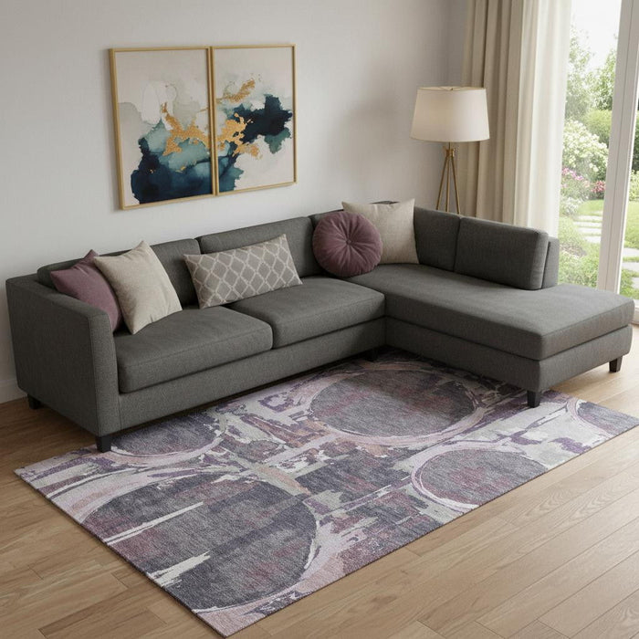 10' X 14' Geometric Washable Area Rug With UV Protection (667861) - Purple / Gray / Lavender