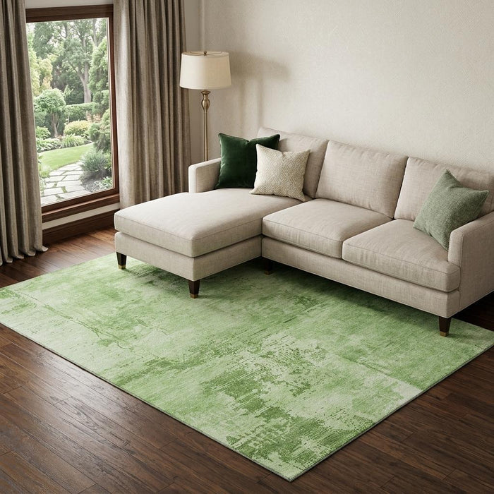 10' X 14' Abstract Washable Area Rug With UV Protection (683189) - Green / Beige