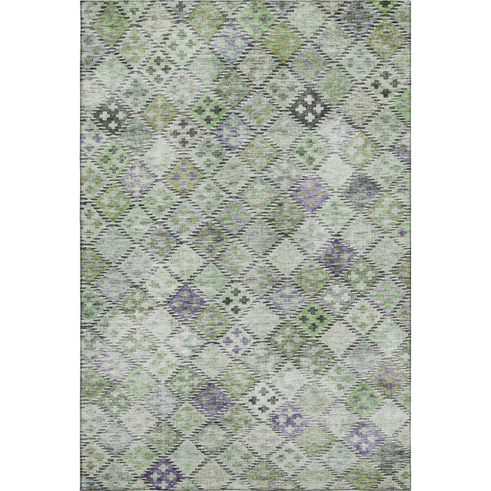 10' X 14' Geometric Washable Area Rug With UV Protection (683824) - Green / Purple / Gray