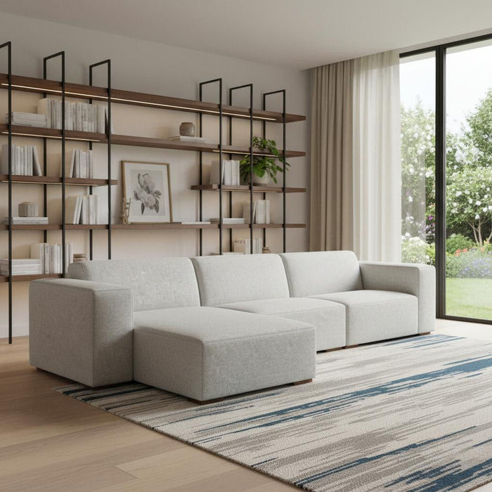 122" Fabric Modular Sofa With Brown Legs - Gray