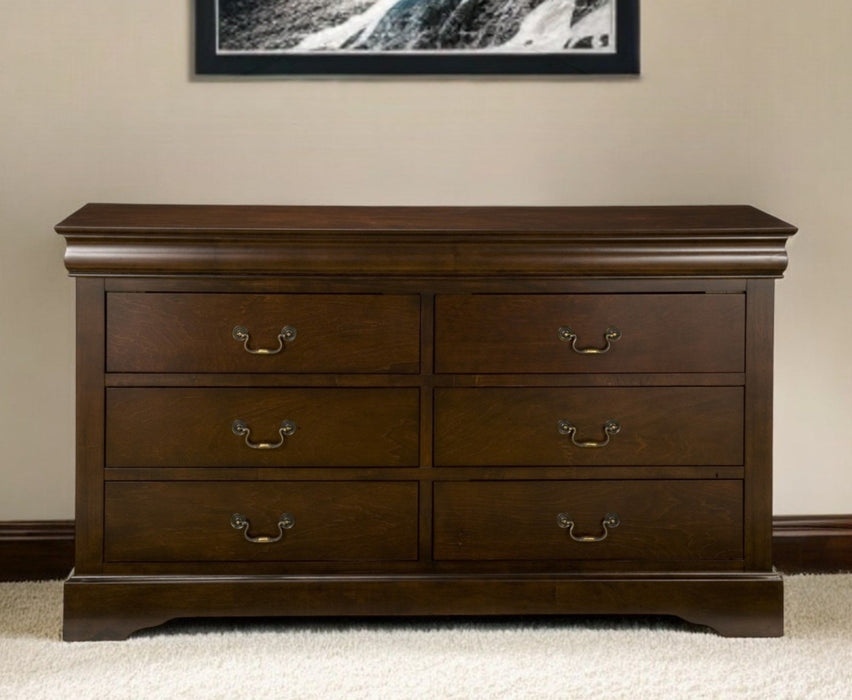 Solid 6 Drawer Double Dresser - Brown