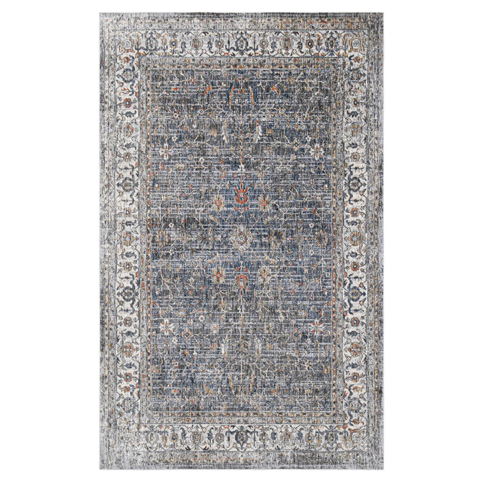 10' x 13' Floral Power Loom Area Rug - Ivory Charcoal And Orange
