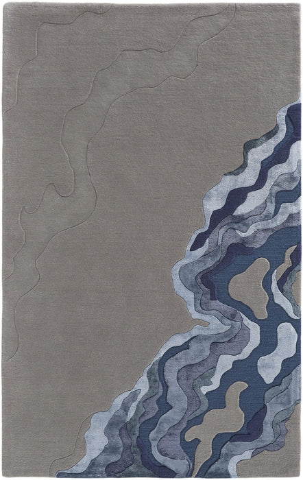 10' x 14' Wool Abstract Hand Tufted Area Rug - Gray And Blue