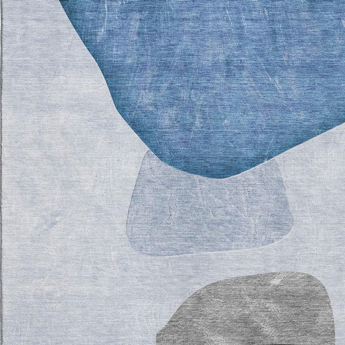 9' X 12' Abstract Washable Area Rug With UV Protection (648465) - Blue / Gray