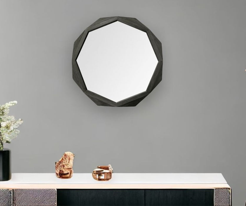 32" Octagon Frame Wall Mirror - Black