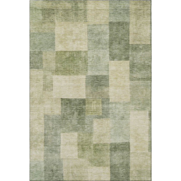10' X 14' Geometric Washable Area Rug With UV Protection (692589) - Artichoke Green / Beige