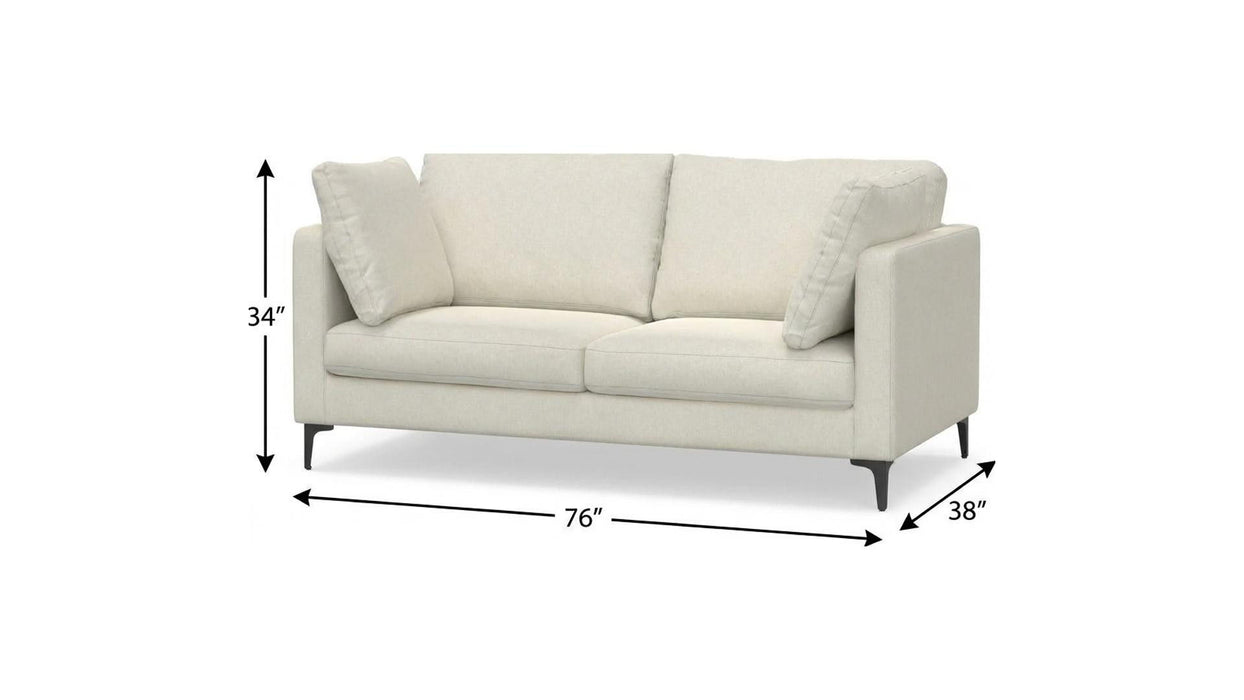 76" 2 Piece Living Room Set Fabric Sofa With Ottoman With Black Legs - Cream