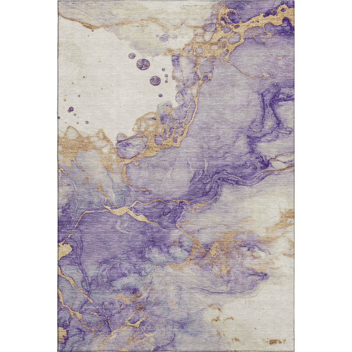 10' X 14' Abstract Washable Area Rug With UV Protection (718274) - Purple / Gold