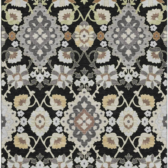 10' X 14' Oriental Washable Area Rug With UV Protection (678826) - Black / Gold / Gray