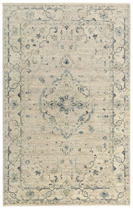 8' X 10' Wool Medallion Hand Carved Handmade Area Rug (747984) - Beige / Green / Ivory / Blue