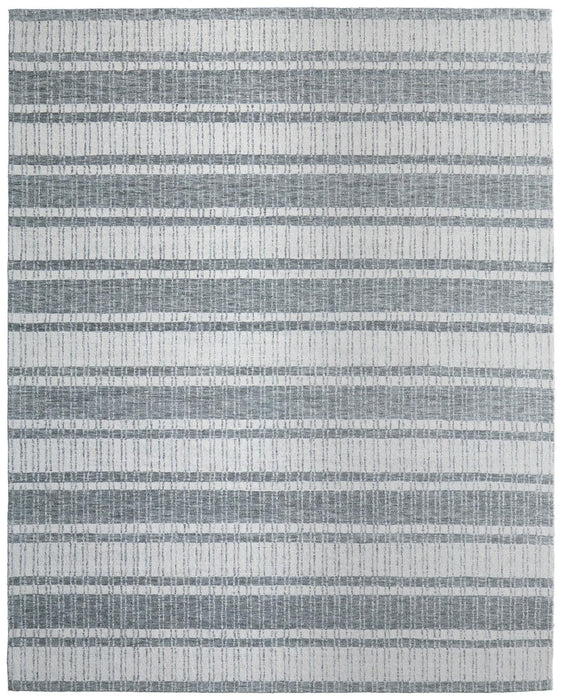 9' X 13' Wool Striped Hand Tufted Area Rug (744421) - Gray / White
