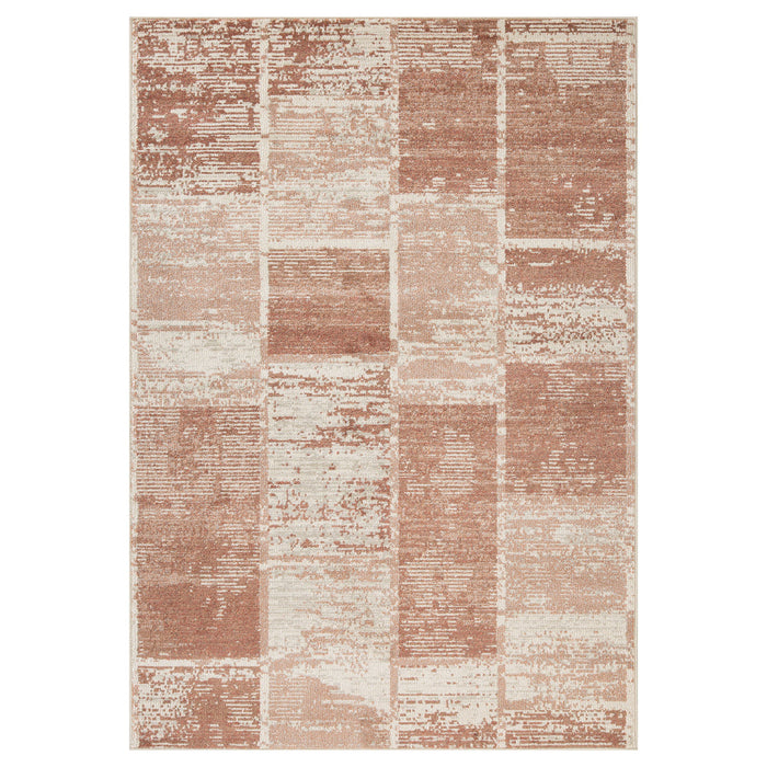 9' x 12' Geometric Power Loom Area Rug - Sand And Ivory