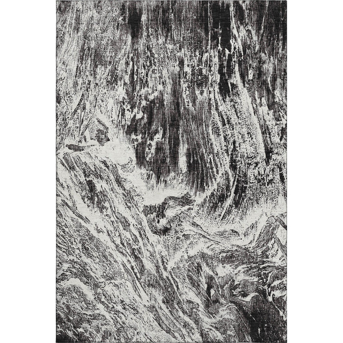 10' X 14' Abstract Washable Area Rug With UV Protection (676770) - Black / Ivory