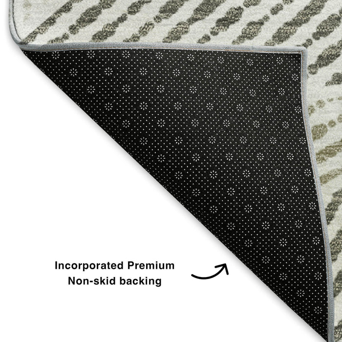 10' X 14' Geometric Washable Area Rug With UV Protection (651995) - Taupe / Silver