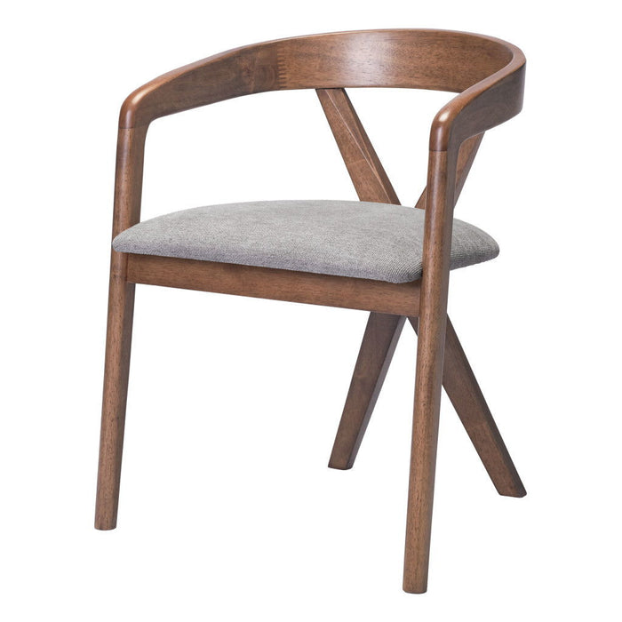 Fabric Upholstered Open Back Dining Arm Chair - Gray / Brown
