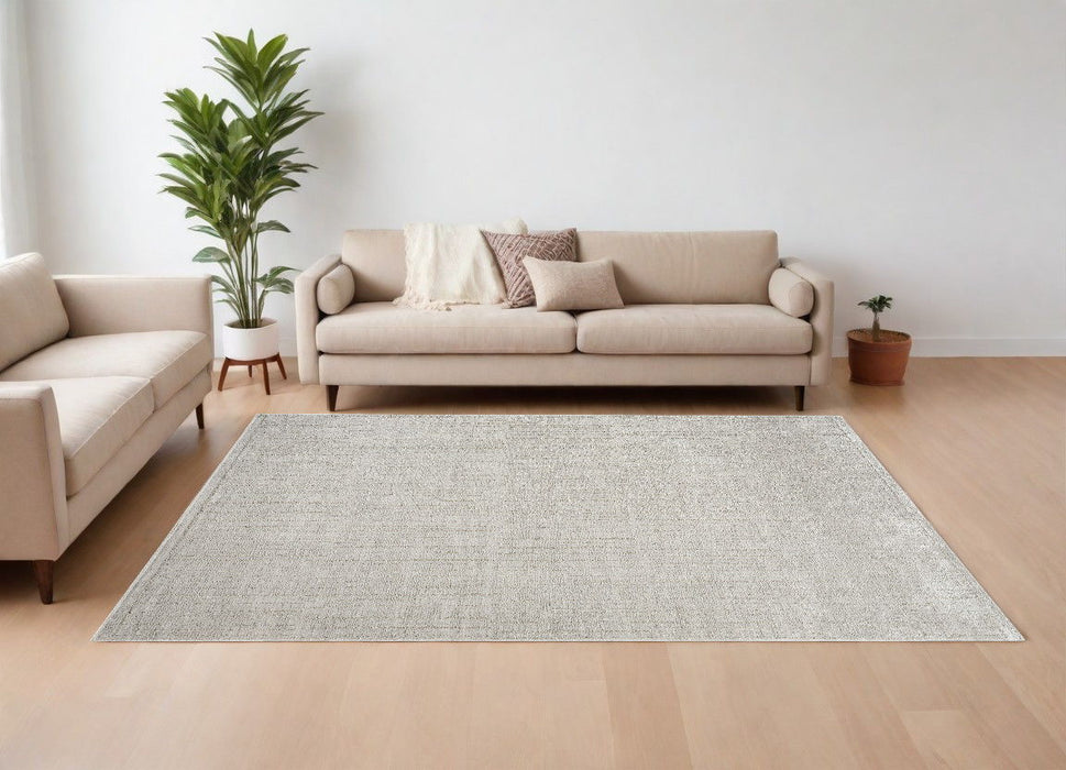 8' x 10' Contemporary Abstract Power Loom Polypropylene Area Rug - Gray And Ivory