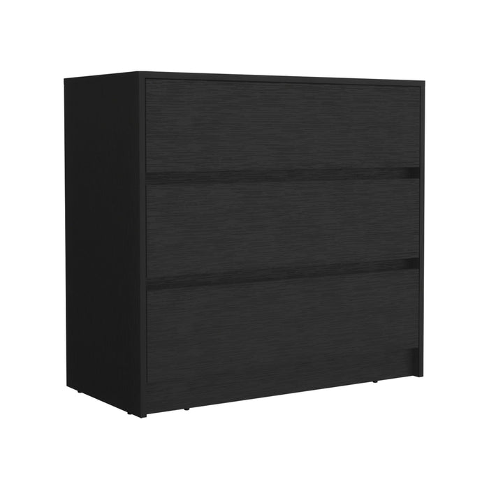 Wood Three Drawer Dresser - Black